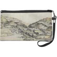 The Vale of Llangollen (w/c on paper) Wristlet Clutches