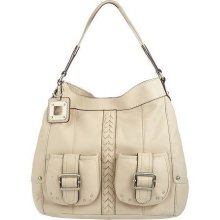 Tignanello Glove Leather Pocket Hobo w/ Braided Accent & Key Fob - Sand - One Size