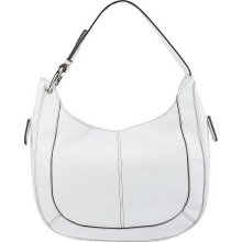 Tignanello Pebble Leather Hobo with Side Zipper Detail - White - One Size