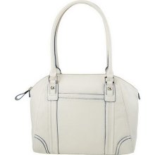 Tignanello Pebble Leather Satchel with Painted Edge Detail - White - One Size