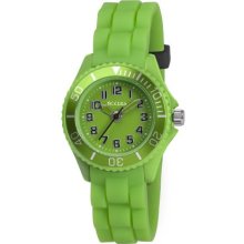 Tikkers Children's Quartz Watch With Green Dial Analogue Display And Green Rubber Strap Tk0062