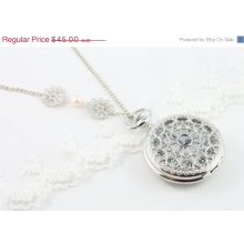 Timeless - Winter Snowflakes - Elegant, Exquisite, Beautiful Everyday Pocket Watch Necklace. Nostalgic and timeless.
