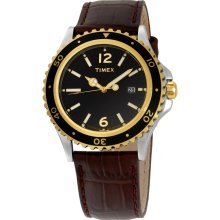 Timex Men's T2M564 Classic Two-Tone Brown Leather Strap Sport Watch