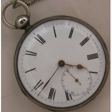 Tobias Pocket Watch Silver Case Fusse 53 Mm. In Diameter Running Condition