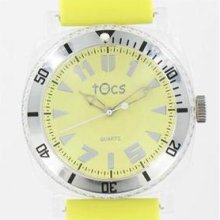 Tocs Analog Round Sporty-diver Stick Dial Yellow Watch 40007ld
