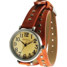 TOKYObay Womens Austin Analog Stainless Watch - Orange Leather Strap - Beige Dial - TL427-OR