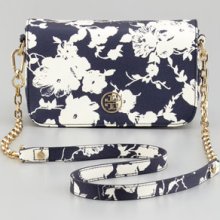 Tory Burch Robinson Floral-Print Mini Crossbody Bag, Navy