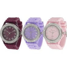 Tressa Women's Rhinestone-accented Silicone Watch (Light Pink)