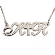 Two Letters With a Cross in the Middle Name Necklace