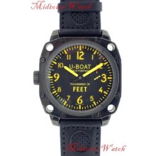 U-boat Mens 50mm Black & Yellow Dial Stainless Steel Pvd Case Manual Wind Watch