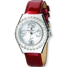 Unisex Charles Hubert Red Leather Stainless Steel Watch