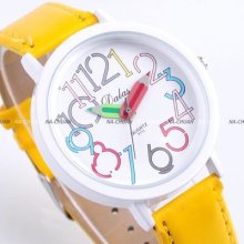 (us+tracking)2011 Pencil Hands Leather Boy Girl Lady Quartz Sport Watch Gift