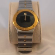 Used Movado Watch Sports Edtion Se Vintage Black Dial Two Tone Gold Men's Womens