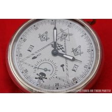 Ussr Vintage Mechanical Pocket Watch Molniya Masonic Masson World Government
