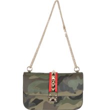 Valentino camo-print studded leather and canvas shoulder bag