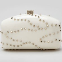 Valentino Rockstud Plexi Minaudiere, Ivory