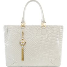 Versace Designer Handbags, Elettra Vanitas - Large White Quilted Leather Tote