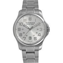 Victorinox Swiss Army Silver Stainless Band Silver Dial - Men's Watch