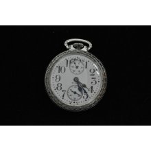 Vintage 16 Size Elgin 19 J B.W Raymond With Up + Down Wind Indicator Keeps Time!