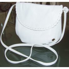 Vintage Bagheera White Leather Small Crossbody Bag Made In Italy