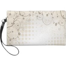 Vintage Beige Floral Wristlet Clutch