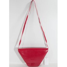 Vintage Charles Jourdan Red Leather Triangular Shoulder Bag