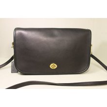Vintage Coach Large Black Convertable Clutch Shoulder Bag Handbag Purse Usa