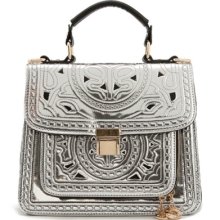 Vintage Cutout Detail Shoulder Bag-silver