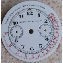 Vintage Enamel Medical Dial Wristwatch Chronografo Escasany 30 Mm. N.o.s.