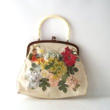 vintage floral purse clear plastic vinyl fake flowers handbag spring summer accessories accessory womens ladies multi-color white retro