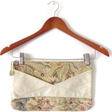 Vintage Floral Tapestry Clutch with Leather