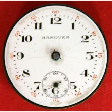 Vintage Hanover 12 Size 21j Pocket Watch Movement - O/f - 2 Fix - Swiss Made