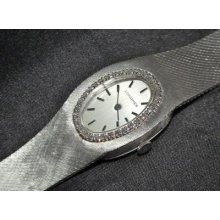 Vintage Men's Longines 32 Diamond 17jewel Watch 14k White Goldca. 1970's