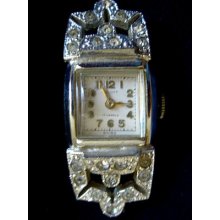 Vintage Orloff Swiss 17 Jewel Silver Tone W/cz's Ladies' Watch
