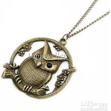 Vintage Owl Pendant Long Sweater Chain Vintage Costume Jewelry For W