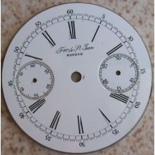 Vintage Pocket Watch Chronograph Enamel Dial Fque De St Jean 42,5 Mm.