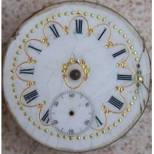 Vintage Pocket Watch Movement & Beautiful Enamel Dial