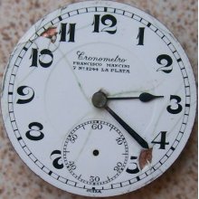 Vintage Pocket Watch Movement & Dial 43 Mm. Diameter Balance Broken To Restore