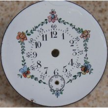 Vintage Pocket Watch Painted Enamel Dial 39 Mm. In Diameter