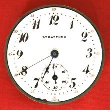 Vintage Stratford 12 Size 7j Pocket Watch Movement - O/f - 2 Fix - Swiss Made