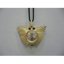 Vintage Swiss ladies watch necklace -RUBY - DE LUXE -