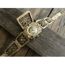 Vintage USSR Filigree Bracelet womens Watch CHAIKA 1980's / Dress watch