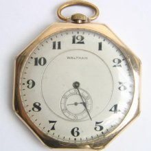 Waltham 14k Size 12 Gold Filled Open Face Opera Pocket Watch