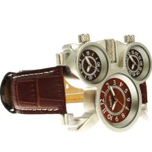 Watch Oulm Army Military 3time Zones Movements Quartz Mens Leather Sports Coffe