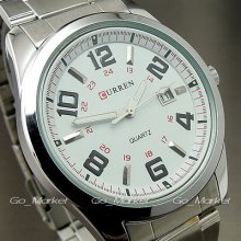 Water Quartz Hour Dial Day Analog Luxury Sport Men Steel Wrist Watch Wa068