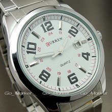 Water Quartz Hour Dial Day Analog Luxury Sport Men Steel Wrist Watch Wa068