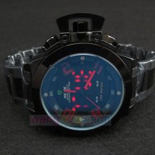 Weide Xxxl Led Digital Analog Alarm Quartz Wrist Watch Black Water Resistant