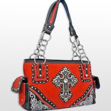 Western Handbag Cross Purse Womens Shoulder Bag Rhinestone Cross Handbag