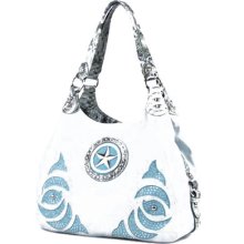 Western Style Star Studded Hobo Shoulder Bag Fashion Handbag Purse Aqua