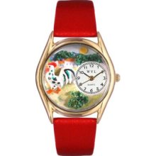 Whimsical Watches Kids Japanese Quartz Rooster Red Leather Strap Watch